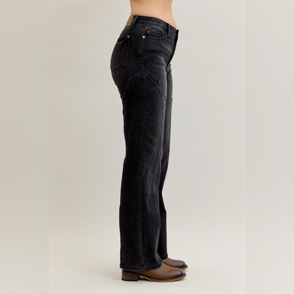 NEW 🎉Judy Blue Mid Rise Straight Western Seam Detail Jeans - Picture 5 of 11